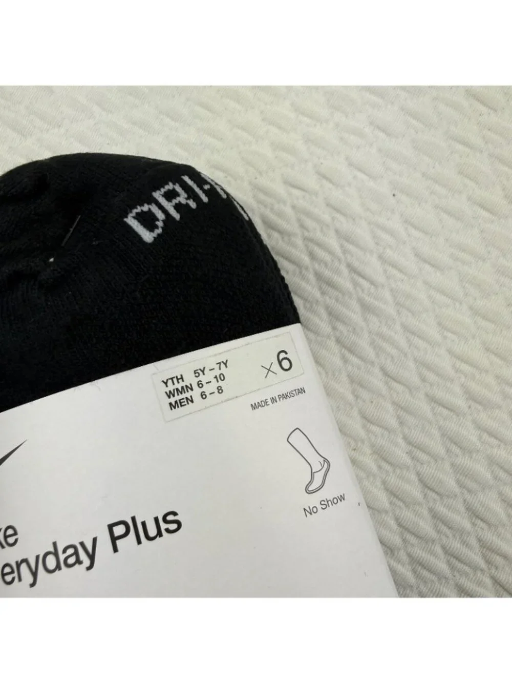 Nike 12 pairs Everyday Cushioned Dri-FIT No Show Youth Training Socks Mens M 6-8